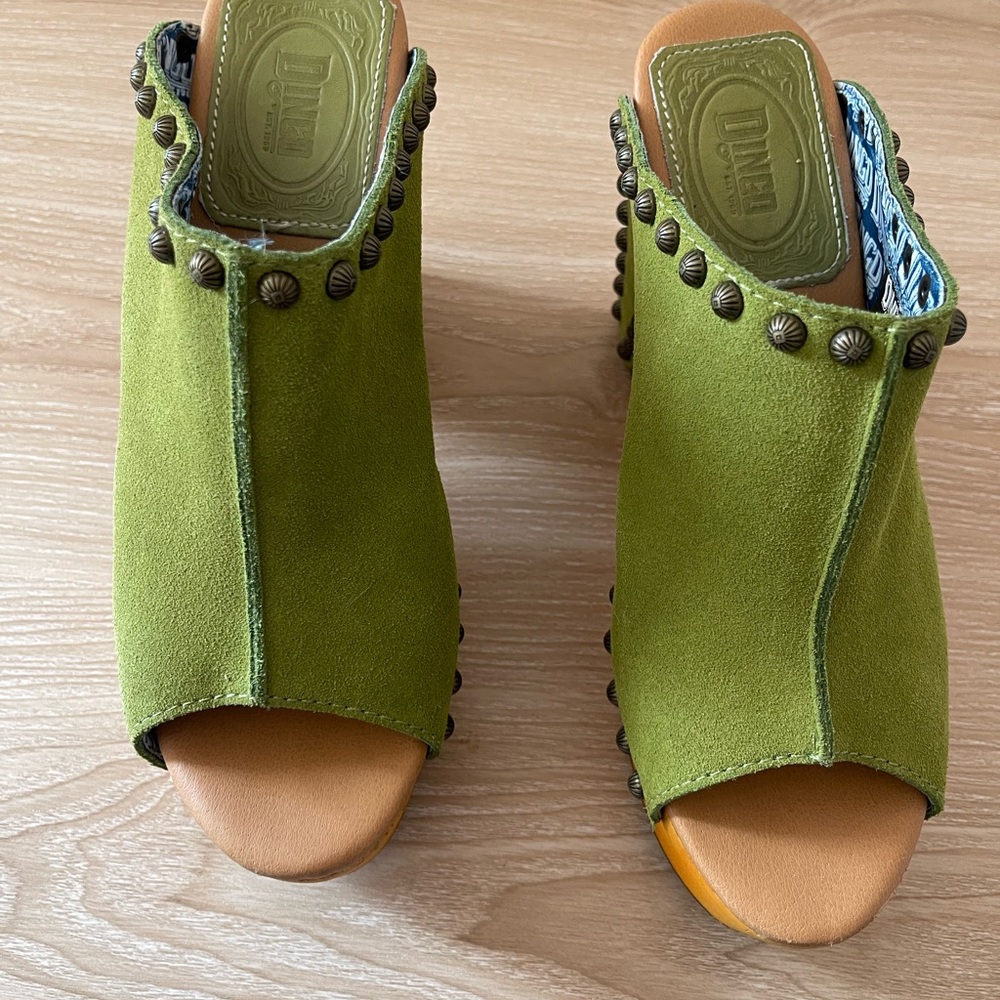 Green Suede Women's Mules